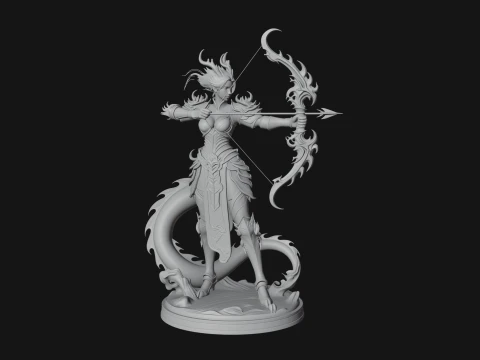 Dragon Archer Woman Statue Design 3 - 3D Print Model 3D Print Model