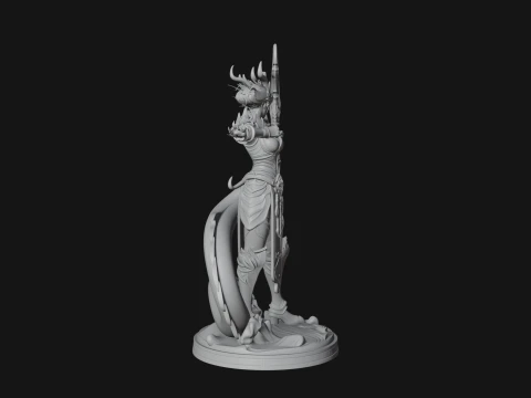 Dragon Archer Woman Statue Design 3 - 3D Print Model 3D Print Model