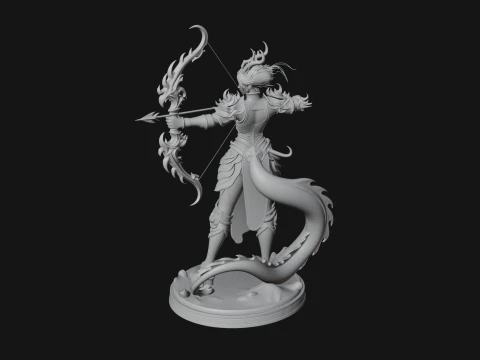 Dragon Archer Woman Statue Design 3 - 3D Print Model 3D Print Model