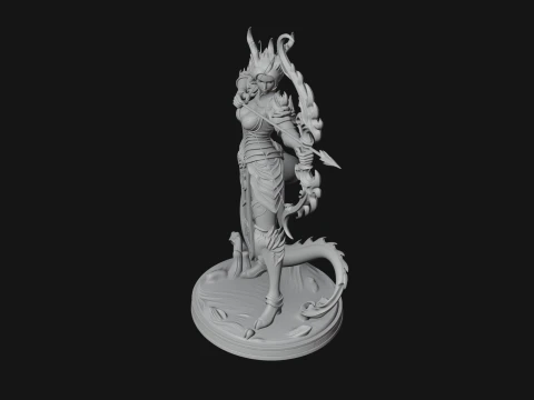 Dragon Archer Woman Statue Design 3 - 3D Print Model 3D Print Model