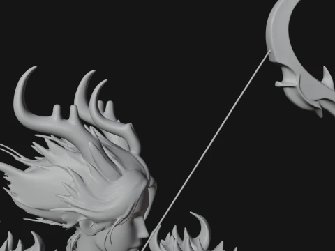Dragon Archer Woman Statue Design 3 - 3D Print Model 3D Print Model