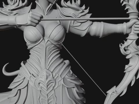 Dragon Archer Woman Statue Design 3 - 3D Print Model 3D Print Model