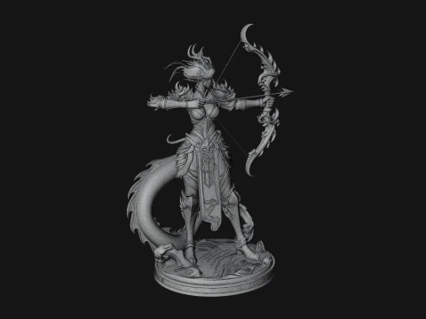 Dragon Archer Woman Statue Design 3 - 3D Print Model 3D Print Model