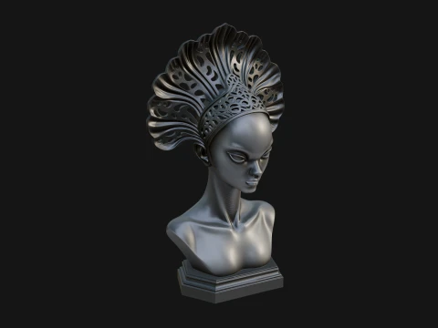 Shell Crown Woman Bust Statue Design 10 - 3D Print Model 3D Print Model
