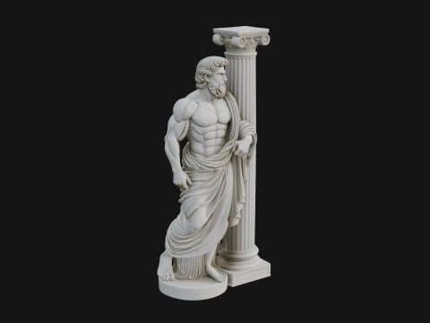 Greek Philosopher with Column Statue Design 4 - 3D Print Model 3D Print Model