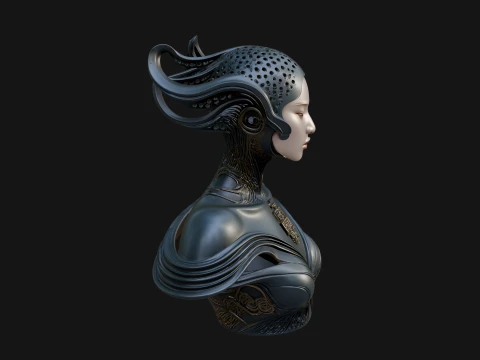 Futuristic Woman Bust Statue Design 16 - 3D Print Model 3D Print Model