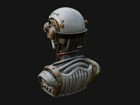 Steampunk Goggle Skull Bust Statue Design 3 - 3D Print Model 3D Print Model