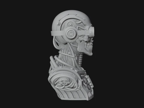 Steampunk Goggle Skull Bust Statue Design 3 - 3D Print Model 3D Print Model