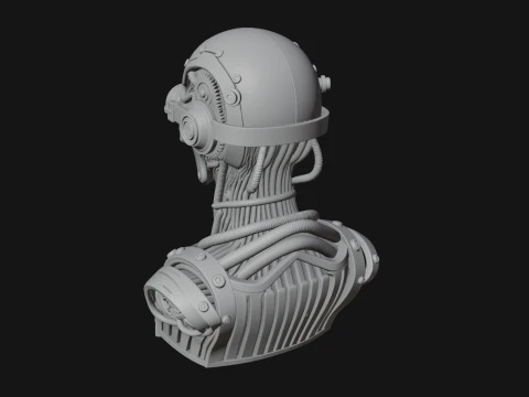 Steampunk Goggle Skull Bust Statue Design 3 - 3D Print Model 3D Print Model