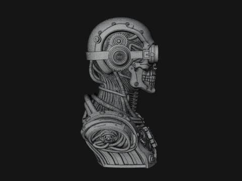 Steampunk Goggle Skull Bust Statue Design 3 - 3D Print Model 3D Print Model