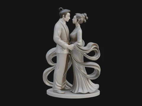 Robed Couple Statue Design 4 - 3D Print Model 3D Print Model