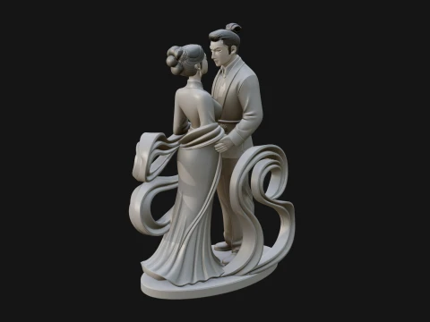 Robed Couple Statue Design 4 - 3D Print Model 3D Print Model