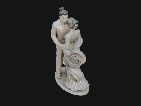 Robed Couple Statue Design 4 - 3D Print Model 3D Print Model