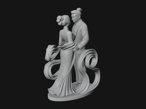 Robed Couple Statue Design 4 - 3D Print Model 3D Print Model