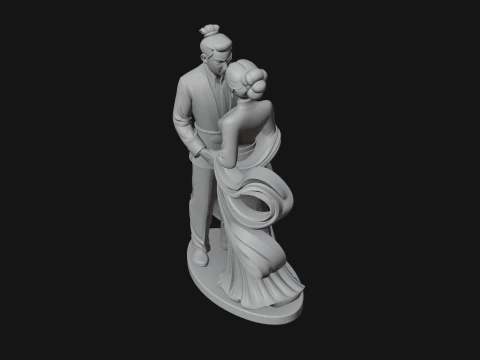 Robed Couple Statue Design 4 - 3D Print Model 3D Print Model