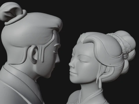 Robed Couple Statue Design 4 - 3D Print Model 3D Print Model