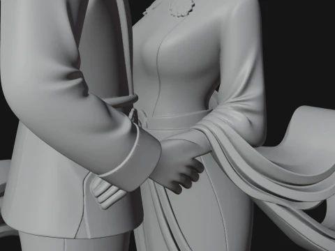 Robed Couple Statue Design 4 - 3D Print Model 3D Print Model