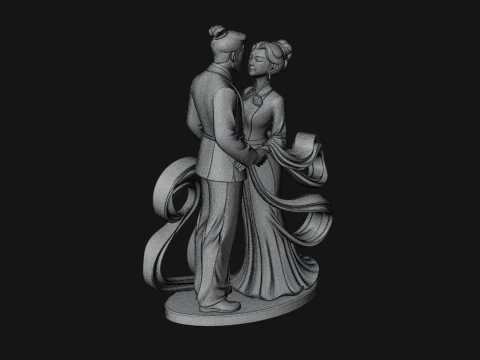 Robed Couple Statue Design 4 - 3D Print Model 3D Print Model