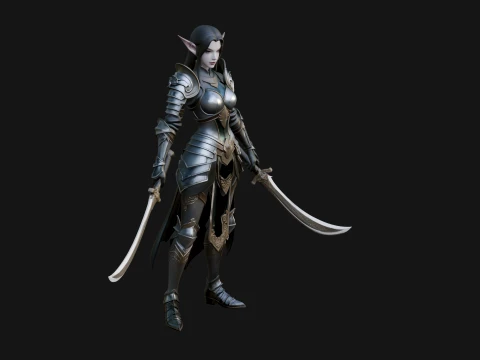 Dark Elf Warrior Woman Statue Design 6 - 3D Print Model 3D Print Model