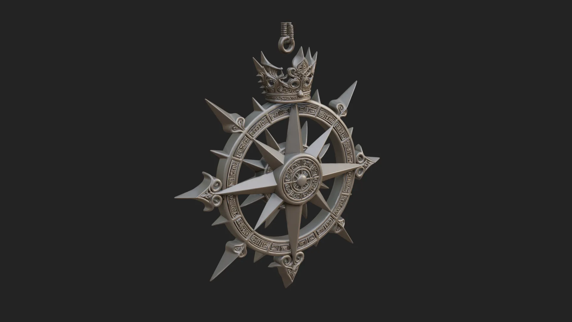 Compass Rose Medallion Pendant Design 4 - 3D Print Model 3D Print Model .c4d .max .obj .3ds .fbx .stl .blend