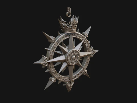 Compass Rose Medallion Pendant Design 4 - 3D Print Model 3D Print Model
