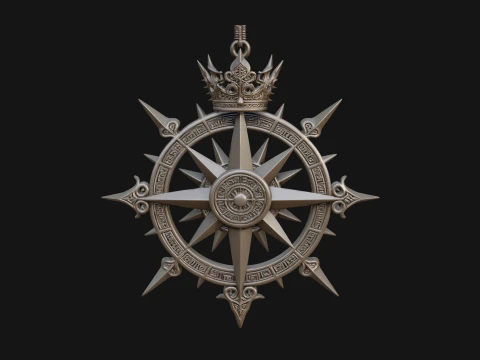 Compass Rose Medallion Pendant Design 4 - 3D Print Model 3D Print Model