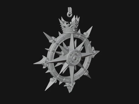 Compass Rose Medallion Pendant Design 4 - 3D Print Model 3D Print Model