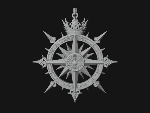 Compass Rose Medallion Pendant Design 4 - 3D Print Model 3D Print Model