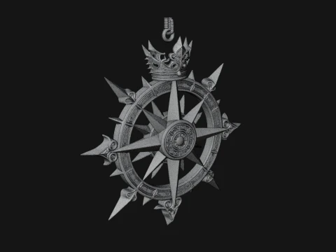Compass Rose Medallion Pendant Design 4 - 3D Print Model 3D Print Model
