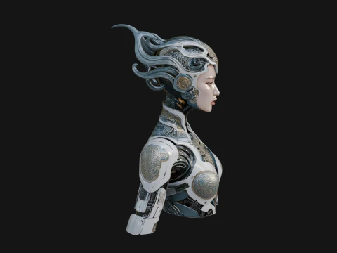 Futuristic Woman Bust Statue Design 17 - 3D Print Model 3D 프린트 모델