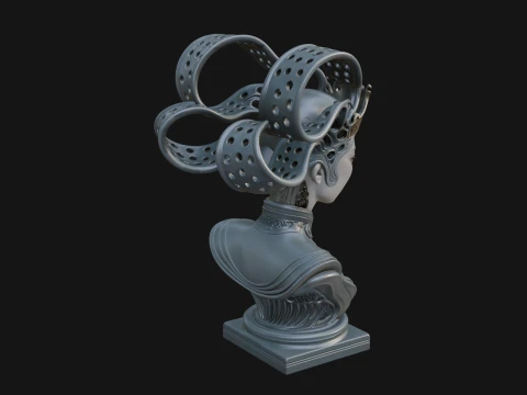 Futuristic Woman Bust Statue Design 18 - 3D Print Model 3D Print Model