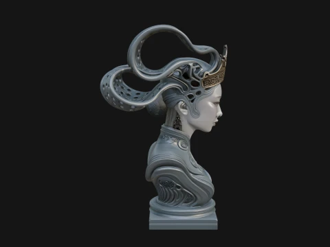 Futuristic Woman Bust Statue Design 18 - 3D Print Model Model Cetak 3D