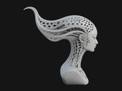Biomechanical Alien Bust Statue Design 15 - 3D Print Model 3D Print Model