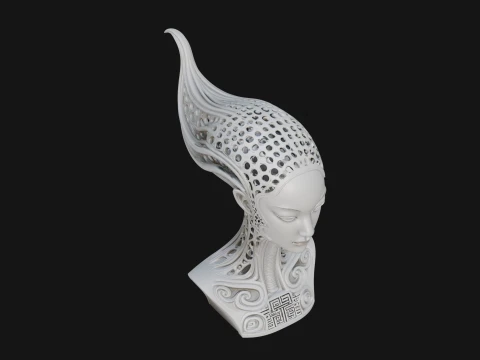 Biomechanical Alien Bust Statue Design 15 - 3D Print Model 3D Print Model