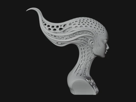 Biomechanical Alien Bust Statue Design 15 - 3D Print Model 3D Print Model