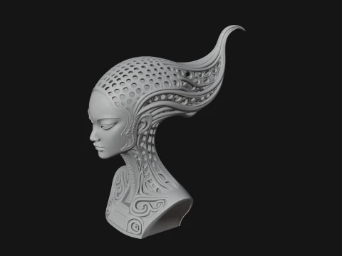 Biomechanical Alien Bust Statue Design 15 - 3D Print Model 3D Print Model
