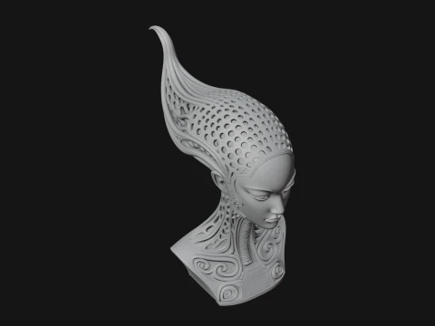 Biomechanical Alien Bust Statue Design 15 - 3D Print Model 3D Print Model