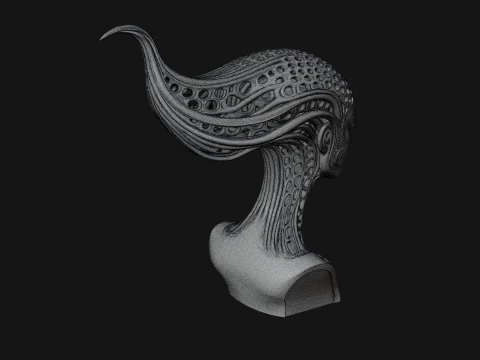 Biomechanical Alien Bust Statue Design 15 - 3D Print Model 3D Print Model