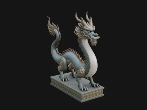 Chinese Dragon Statue Design 4 - 3D Print Model Modello di stampa 3D