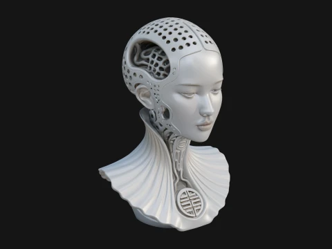 Futuristic Woman Bust Statue Design 19 - 3D Print Model 3D Print Model