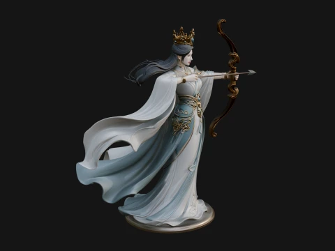 Elven Archer Queen Statue Design 8 - 3D Print Model 3D Print Model
