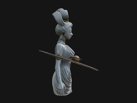 Cosmic Goddess with Rings Statue Design 5 - 3D Print Model 3D Print Model
