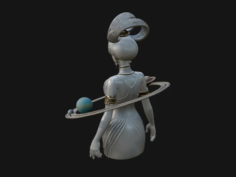 Cosmic Goddess with Rings Statue Design 5 - 3D Print Model 3D Print Model