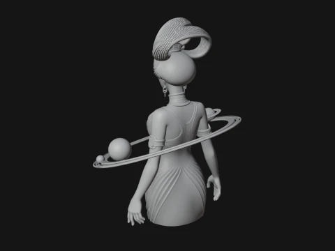 Cosmic Goddess with Rings Statue Design 5 - 3D Print Model 3D Print Model