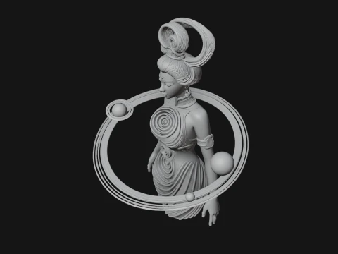 Cosmic Goddess with Rings Statue Design 5 - 3D Print Model 3D Print Model