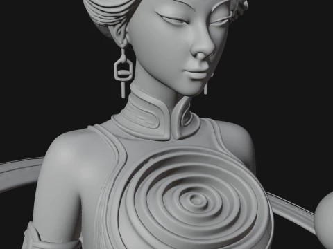 Cosmic Goddess with Rings Statue Design 5 - 3D Print Model 3D Print Model