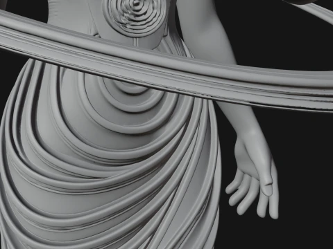 Cosmic Goddess with Rings Statue Design 5 - 3D Print Model 3D Print Model
