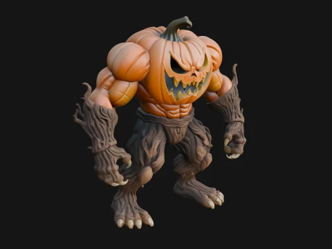 Pumpkin Tree Creature Statue Design 4 - 3D Print Model 3D Print Model
