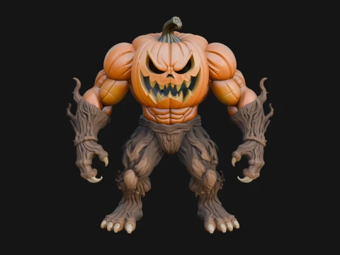 Pumpkin Tree Creature Statue Design 4 - 3D Print Model 3D Print Model