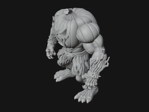 Pumpkin Tree Creature Statue Design 4 - 3D Print Model 3D Print Model